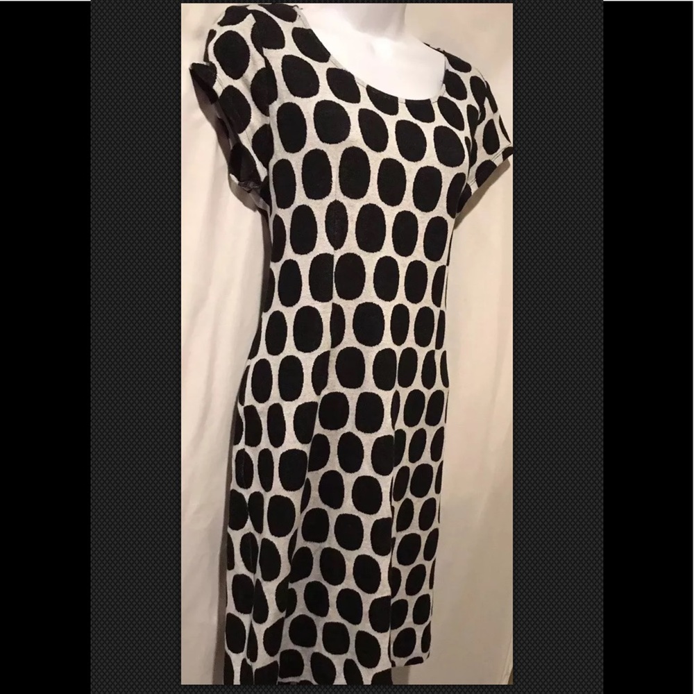 DONCASTER Dress Knit Black White Collection Polka Dot Sweater Knit Cotton - Picture 4 of 8